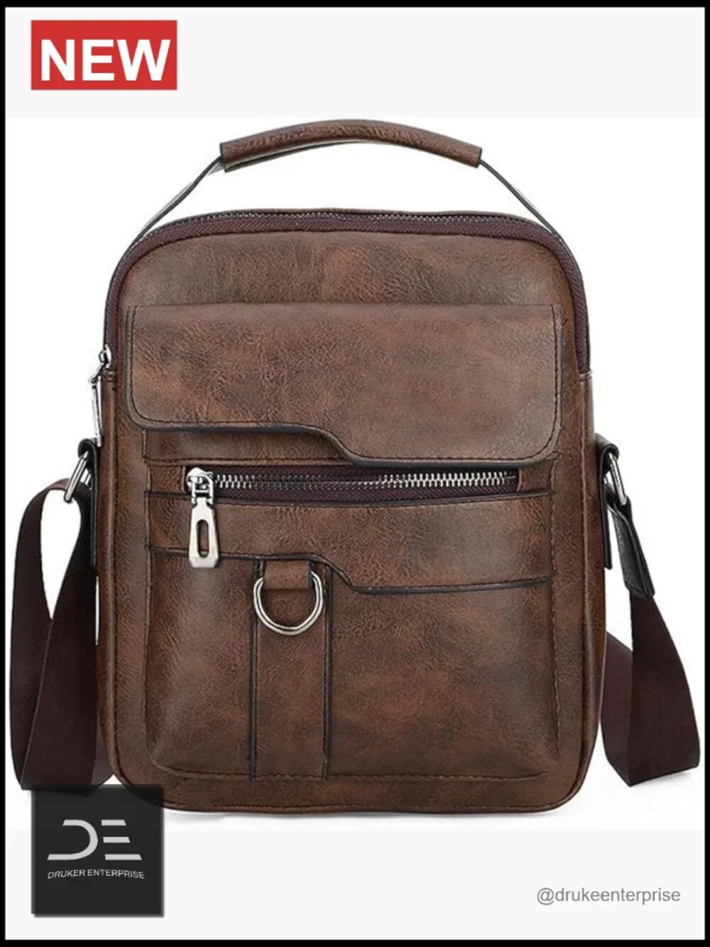 Vintage PU Leather Messenger Crossbody Bag for Men
